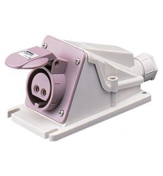 GW62538 Protected 10 Angled Surface-Mounting Socket 2P 16A