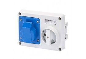 GW66104 Tomada fixa. horiz. c/ int. 16A-220V-2P+T IP44
