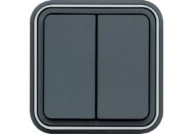 WNE040 Hager Interrupteur va et vient double cubyko �tanche IP55 gris pose en encastr�