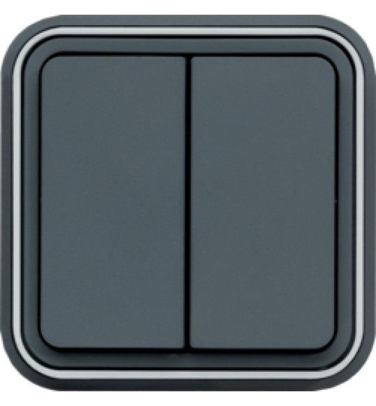 WNE040 Hager Interrupteur va et vient double cubyko �tanche IP55 gris pose en encastr�
