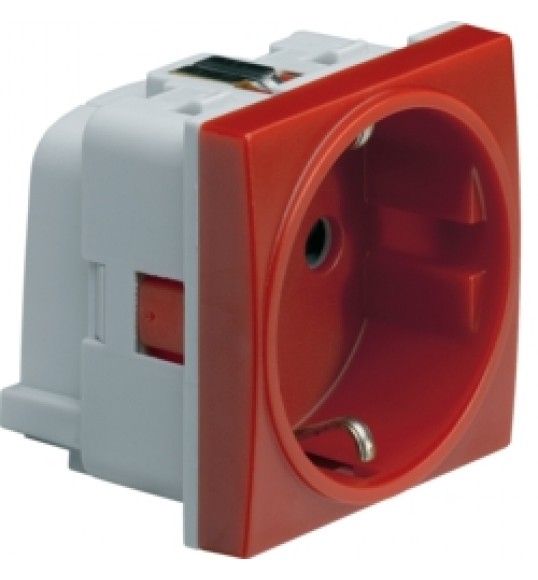 WS164 systo Schuko Socket tamperproof with shutters, red