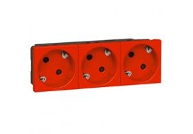 077282 Legrand Mosaic 3f Steckdose 45� verwechslungss, vorverdrah, 16 A/250 V~, SL, Farbe: Rot
