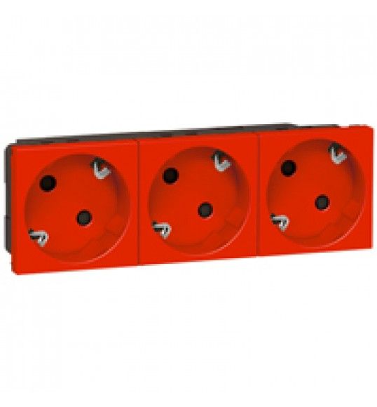 077282 Legrand Mosaic 3f Steckdose 45� verwechslungss, vorverdrah, 16 A/250 V~, SL, Farbe: Rot