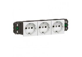 077403 Schuko-Steckdosen, 3-fach (6 Module), Farbe: wei� (RAL 9003)