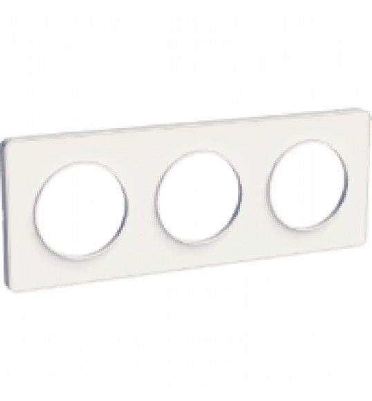 S520806 Schneider Odace Touch  plaque 3 postes horizontaux ou verticaux entraxe 71mm blanc