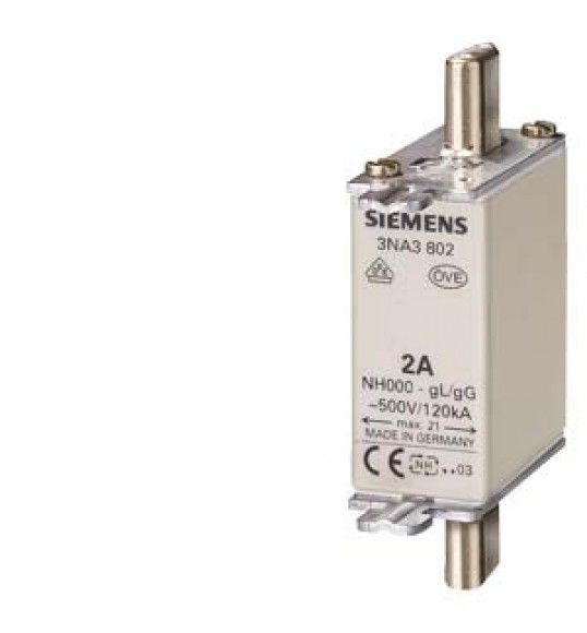 3NA3807 Siemens Cartuccia fusibile NH, NH000, In: 20 A, gG, Un AC: 500V, Un DC: 250V