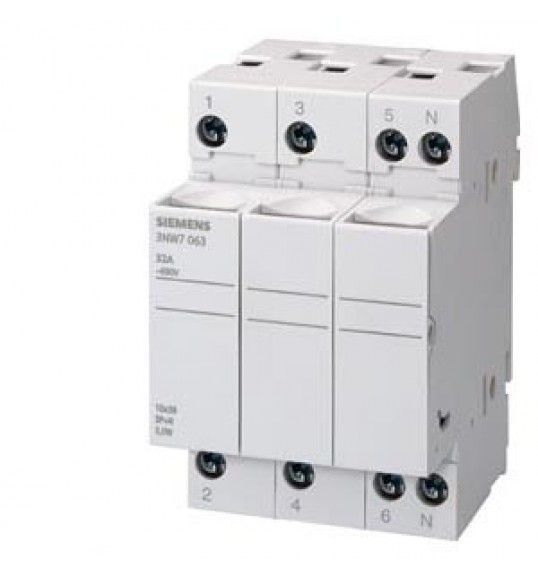 3NW7033 Siemens SENTRON, Zylindersicherungshalter, 10x38 mm, 3-polig, In: 32 A, Un AC: 690 V