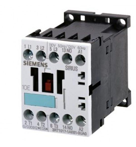 3RT1017-1AF01 Leistungsschtz, AC-3 12 A, 5,5 kW / 400 V 1 S, AC 110 V, 50 / 60 Hz 3-polig, Baugre