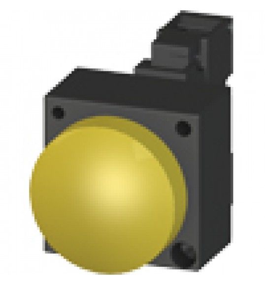 3SB3204-6AA30 LEUCHTMELDER, 22MM, RUND, KUNSTSTOFF, GELB, LINSE, GLATT, MIT HALTER, LAMPENFASSUNG BA