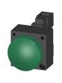 3SB3204-6AA40 LEUCHTMELDER, 22MM, RUND, KUNSTSTOFF, GRUEN, LINSE, GLATT, MIT HALTER, LAMPENFASSUNG B