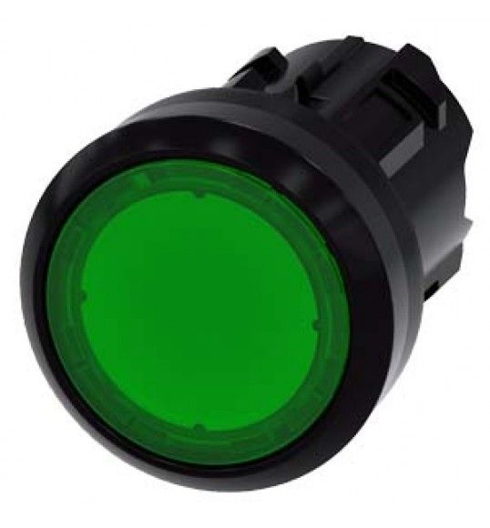 3SU1001-0AB40-0AA0 Siemens Bouton-poussoir, lumineux, 22mm, rond, plastique, vert, poussoir