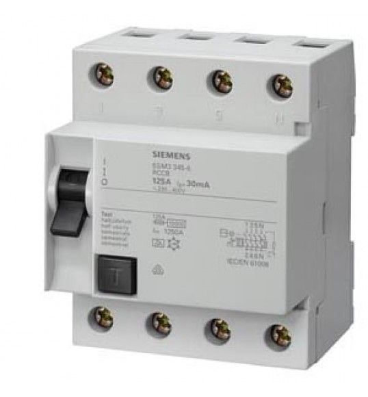 5SM3645-0 Siemens interruttore differenziale a 4 poli, Tipo AC, In: 125 A, 300 mA, Un AC: 400 V