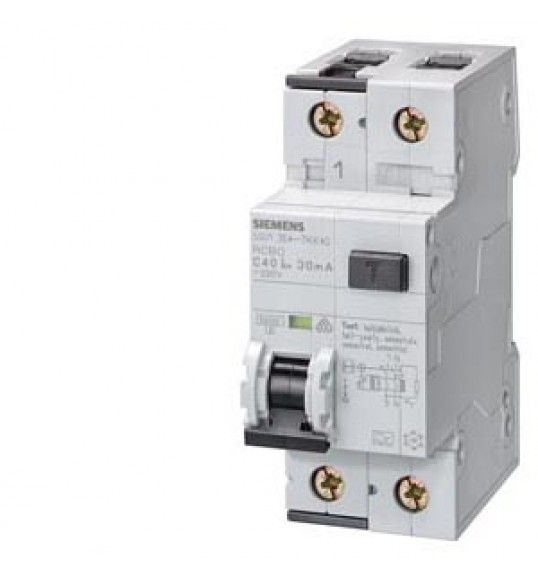 5SU1354-7KK16 Siemens Interruptor dif./aut., 10 kA, 1 polo+N, tipo A, 30 mA, curva C, In: 16 A, Un .