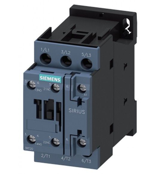 3RT2025-1AL20 Siemens Contacteur, AC-3e, 17 A/7,5 kW/400V, 3 ples, 230VCA, 50/60Hz, 1NO+1NF, bor.