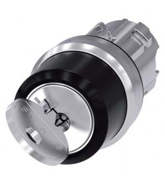 3SU1050-4BF11-0AA0 Siemens Commutateur  cl RONIS, 22mm, rond, mtal, brillant, retrait de la cl O