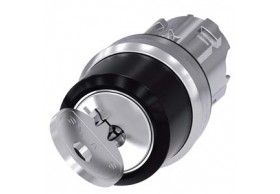 3SU1050-4BF11-0AA0 Siemens Commutateur  cl RONIS, 22mm, rond, mtal, brillant, retrait de la cl O