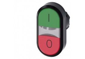 3SU1000-3AB42-0AK0 Siemens Bouton-poussoir double touche, 22mm, rond, plastique, vert : I, rouge : O