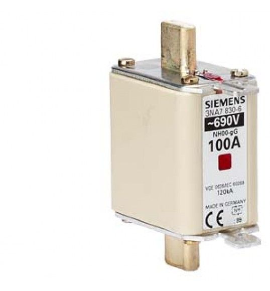 3NA7830-6 Siemens Cartuccia fusibile NH, NH00, In: 100 A, gG, Un AC: 690V, Un DC: 250V