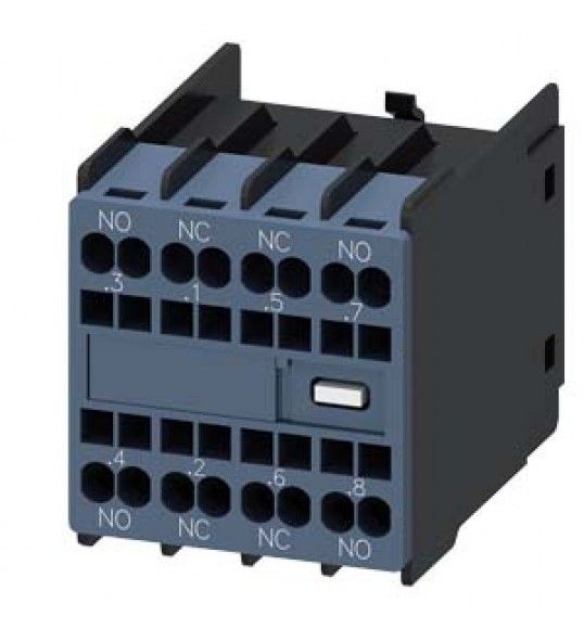 3RH2911-2FB22 Siemens Blocchetto di contatti ausiliari 11U, 2NO+2NC, vie di corrente: 1NO, 1NC, 1NC.