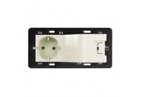 753210 2P+E/USB mixed socket Valena Ivory
