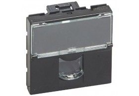 079485 MOSAIC BLACK Black socket RJ45 CAT6 FTP 2 module