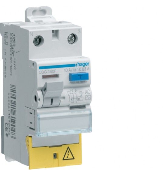 CDC140F Int. dif. 1P+N 40A 30mA AC c/bornes des.