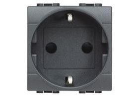 L4141AN Schukosteckdose ohne Tragring, Steckklemmen fr LIVINGLIGHT, Farbe: Anthrazit