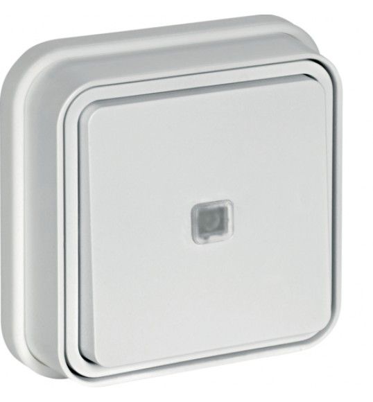 WNE023B Hager cubyko Poussoir 1F � voyant t�moin encastr� blanc IP55