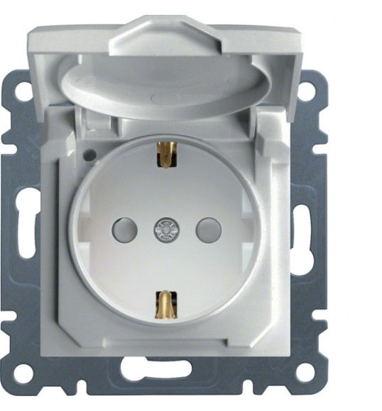 WL1160 lumina 2 Schuko socket with shutters and lid, white