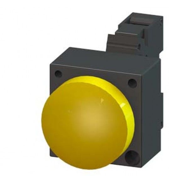 3SB3244-6BA30 LEUCHTMELDER, 22MM, RUND, KUNSTSTOFF, GELB, LINSE, KONZENTRISCHE RINGE, MIT HALTER, LA