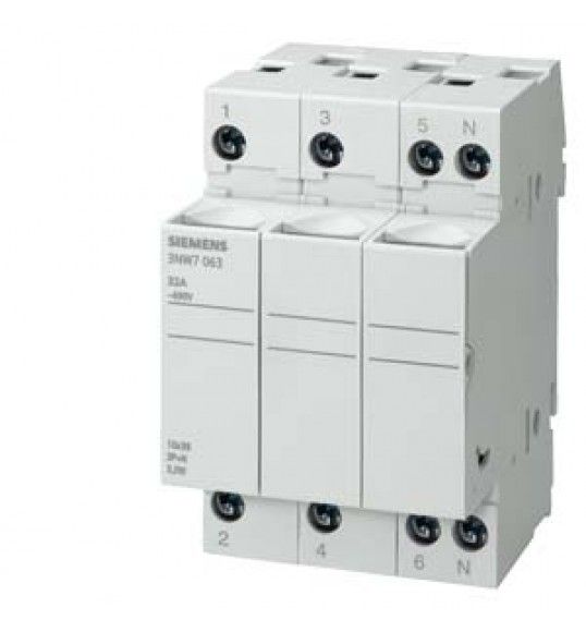 3NW7161 Siemens SENTRON, Zylindersicherungshalter, 14x51 mm, 3P+N, In: 50 A, Un AC: 690 V