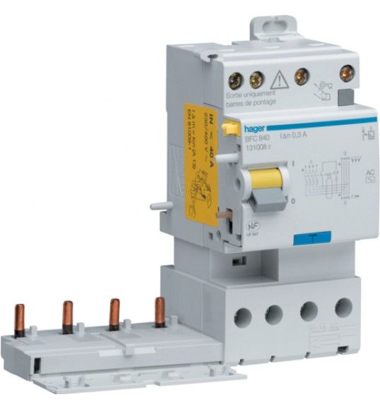 BS464 Earth leakage add-on block 4P 63A SEL. 1 A AC 3M