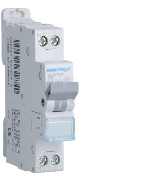 MLN702 Circuit breaker 1P+N 2A C 6KA