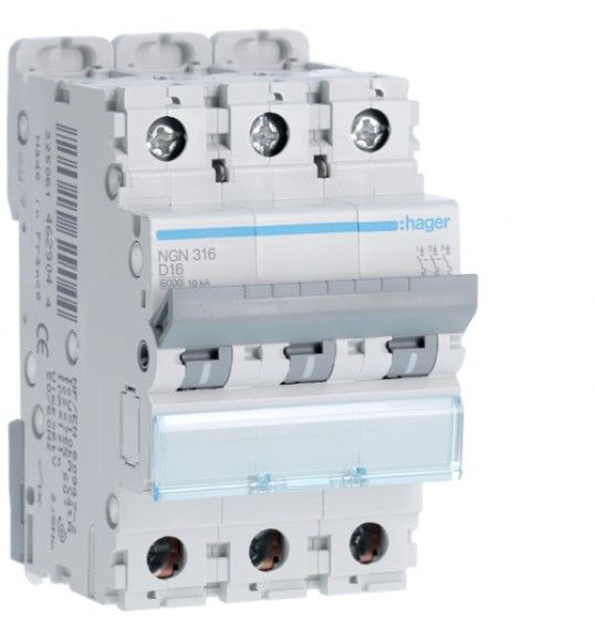 NGN316 Circuit breaker 3P 16A D 6/10KA