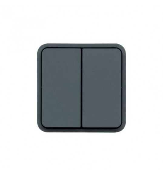 WNA045 Hager cubyko Double poussoir lumineux associable gris IP55