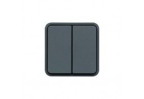 WNA045 Hager cubyko Double poussoir lumineux associable gris IP55