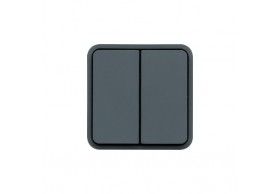 WNA041 Hager cubyko Double inter VV  lumineux associable gris IP55