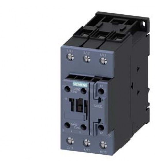 3RT2038-1AP00 Siemens Contattore, AC-3e, 80A/37kW/400V, a 3 poli, AC230V/50Hz, 1NO+1NC, morse.