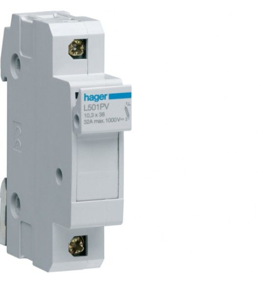 L501PV Hager Portafusibles PV,10x38mm,1P,1000V,DC,32A