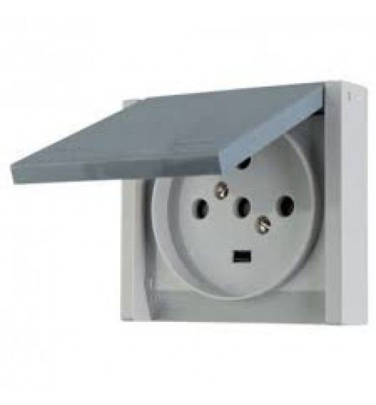 055708 Socket outlet Plexo IP44 20A 3P+N+E flush mounting gr