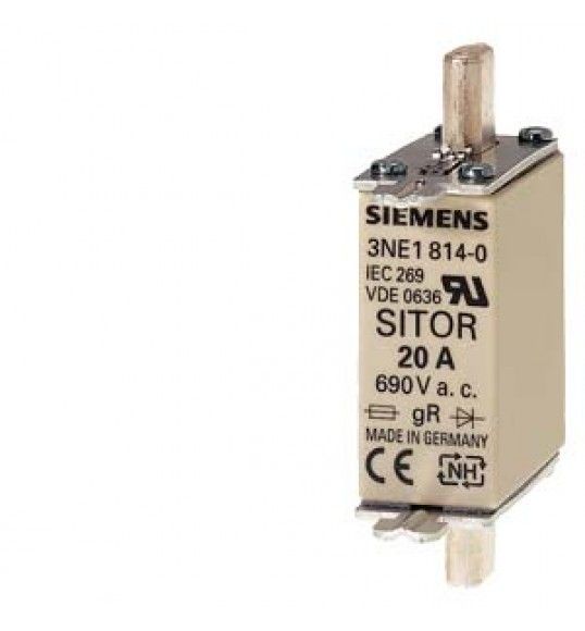 3NE1818-0 Siemens Cartucho fusible SITOR, con contactos de cuchilla, NH000, In: 63 A, gS, Un AC...