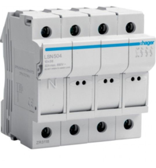 LSN504 Hager Portafus. seccionable L38 3P+N 32A 690V