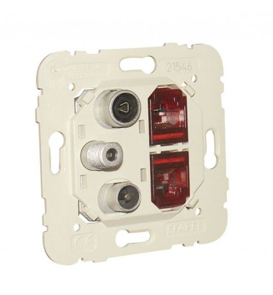 21546 Efapel Tomada R-TV-SAT-2xRJ45 cat 6 UTP estrela Mec21