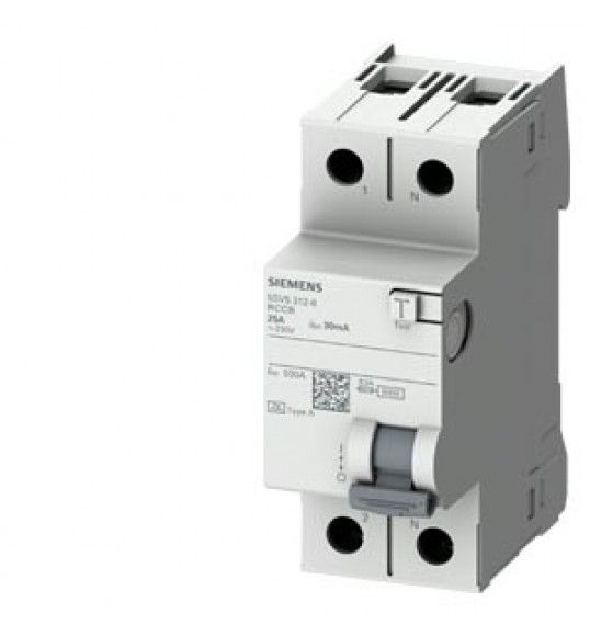 5SV5316-0 Siemens Interruttore differenziale, a 2 poli, tipo AC, In: 63A, 30 mA, Un AC: 230V