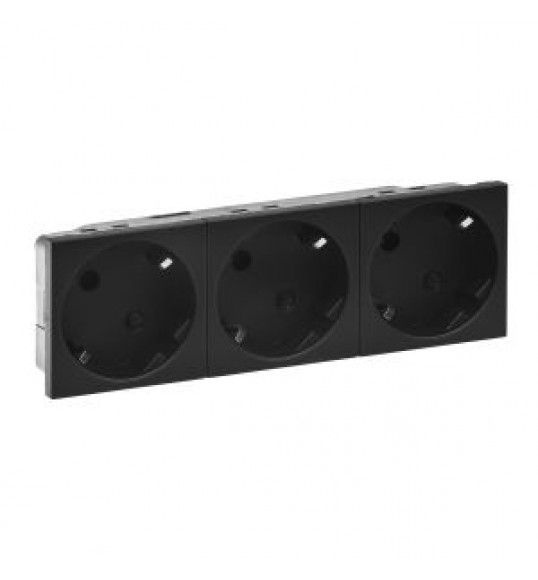 079373L Legrand Schuko socket 3x2P+E 45� Mosaic mat black