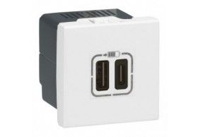 077590 Legrand Mosaic Double USB-C charging socket 2mod. wh