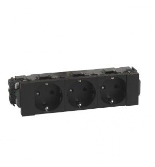 077233L Legrand 3x Schuko Socket DLP-Clip 2P+E Mosaic black