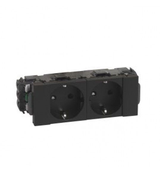 077232L Legrand 2x Schuko Socket DLP-Clip 2P+E Mosaic black