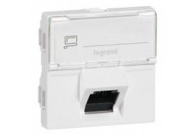 076508 Legrand Mosaic RJ45 socket 45� Cat.6A STP 2 mod. wh