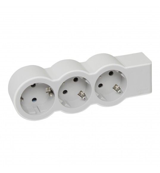 694573 Power Strip 3X2P+E - Whitout Cable, White/Grey